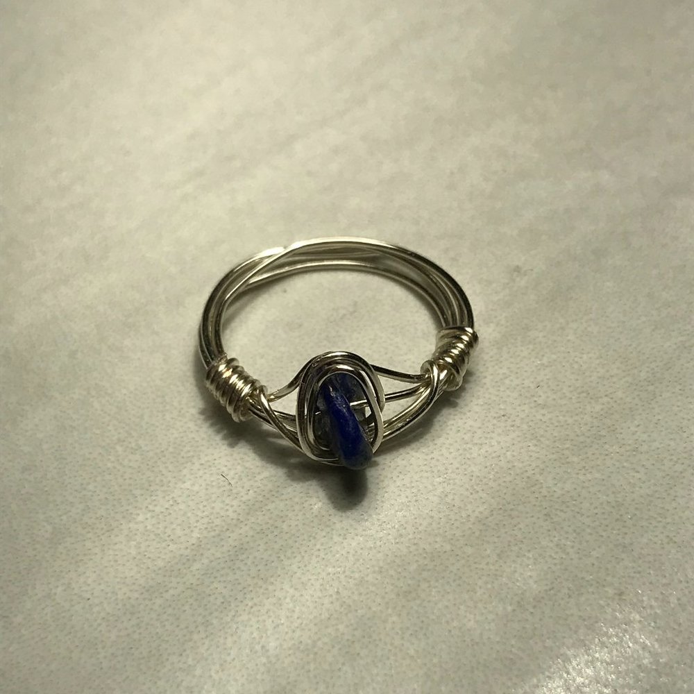 Lapis Luzuli crystal wire rings